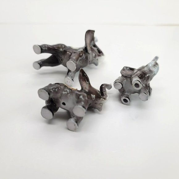 Elephant Figurine Family of 3 Made in Japan Grey Fine Bone China Vintage PR303 - Picture 5 of 10